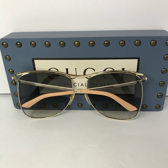 New Authentic Gucci Grey Square Ladies Sunglasses GG0820S 001 63. Made in Italy. main image 11